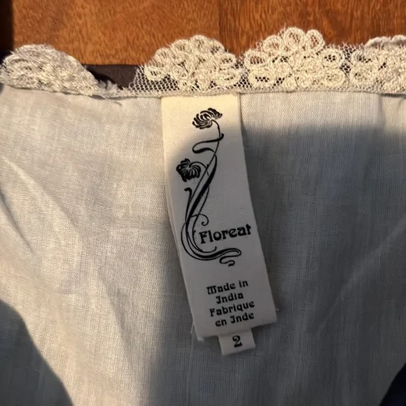 Anthropologie Floreat Blue A Line dress Spring - Picture 4 of 10